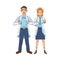 Professional doctors couple avatars characters