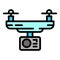 Professional drone camera icon, outline style