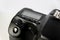 Professional dslr camera equipment with 70-300 mm tele zoom objective with wide camera lens in macro close-up view shows details