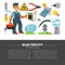 Professional electrician services promotional poster with man with toolkit