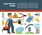 Professional electrician services promotional poster with man with toolkit