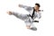 Professional female karate fighter isolated on