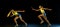 Professional female relay racer training on black studio background in neon light