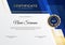 Professional golden blue certificate design template with modern corporate concept