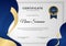 Professional golden blue certificate design template with wave curve design