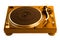 Professional golden dj turntable isolated on white