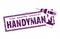 Professional Handyman logo. Stamp Handyman Services with dry rough edges. Drill on ground background.
