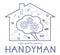 Professional handyman services logo. Silhouette of the house and the silhouette of the brain. Concept of smart handyman services.