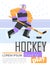 Professional hockey player skating on ice. Vector illustration