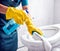 Professional housekeeping expert female cleaner ensures spotless hygiene