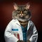 Professional image portrait of a smart lookin doctor cat