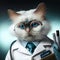 Professional image portrait of a smart lookin doctor cat