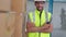 Professional industry worker close up portrait in the factory or warehouse