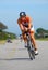 Professional Ironman triathlete cycling