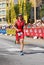 Professional Ironman triathlete running