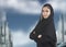 Professional islamic woman wearing hijab against a