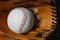 Professional leather baseball ball and glove