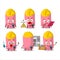 Professional Lineman pink chalk cartoon character with tools