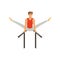 Professional male gymnast training on parallel bars. Cheerful strong man character in sportswear. sport or artistic