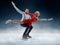 Professional man and woman figure skaters performing on ice show