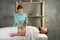 Professional massage of the abdomen. man receiving a stomach massage in spa