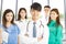 Professional medical doctor team standing in clinic or hospital