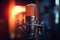 Professional microphone in recording studio, close-up. Professional studio equipment - Ai Generated