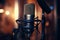 Professional microphone in recording studio, close-up. Professional studio equipment - Ai Generated