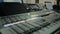 Professional mixing console with faders and adjusting knobs, sound equipment