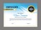 Professional Modern Blurry Blue Certificate with Golden Ornament Template Vector