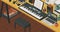 Professional musician desktop with keyboard