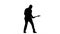Professional musician playing guitar fast tune. Slow motion. Silhouette