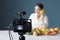 Professional nutritionist making a video blog