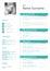Professional personal resume cv with labels teal blue white design