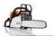 Professional petrol chainsaw isolated on a white background
