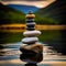 professional photo of a perfectly centered stack of rocks sitting