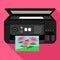 Professional photo printer icon, flat style