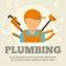 Professional plumbing concept banner, flat style