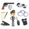 Professional Policeman And His Tools, Man And His Profession Attributes Set Of Isolated Cartoon Objects