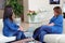 Professional psychologist female doctor dark hair with patient. Mother and daughter sharing a positive time.