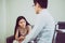 Professional psychologist talking with asian woman patient,Therapist conducting a consultation and counseling to women