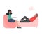 Professional Psychotherapy Counselling Stressed Male Patient Lying on Couch, Psychological Help, Mental Health Cartoon