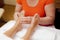 Professional relaxing foot massage, various techniques