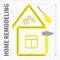 Professional Remodeling Home. Silhouette of a house from a yellow building ruler. Set of repair tools on a sheet in a cage.