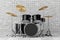 Professional Rock Black Drum Kit. 3d Rendering