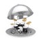 Professional Rock Black Drum Kit Inside Silver Restaurant Cloche