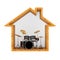 Professional Rock Black Drum Kit in the Wooden House Outline. 3d Rendering