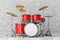 Professional Rock Red Drum Kit. 3d Rendering