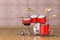 Professional Rock Red Drum Kit. 3d Rendering