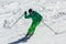 Professional skier athlete skiing of ski resort.Winter vacation and sport concept